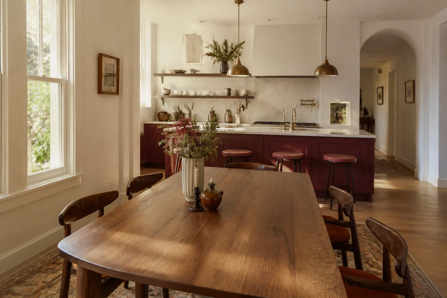 An open kitchen and dining area after a remodel